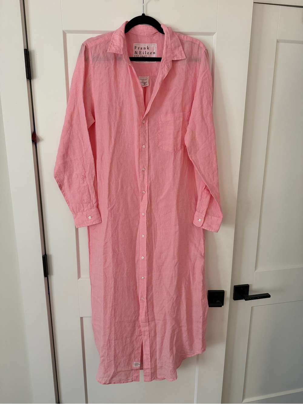 Frank & Eileen Pink Button-Front Linen Dress